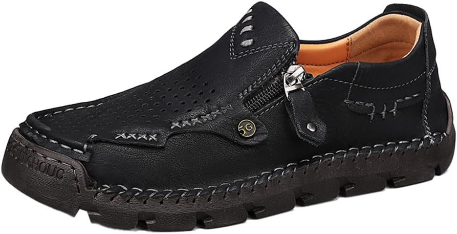 

Мужские повседневные кожаные лоферы, удобные дышащие прогулочные легкие мокасины, мужские оксфорды с прерыванием на пуговицах Asifn, черный