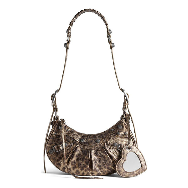 

Сумка le cagole xs shoulder bag metallized with leopard print 'brown' Balenciaga, коричневый