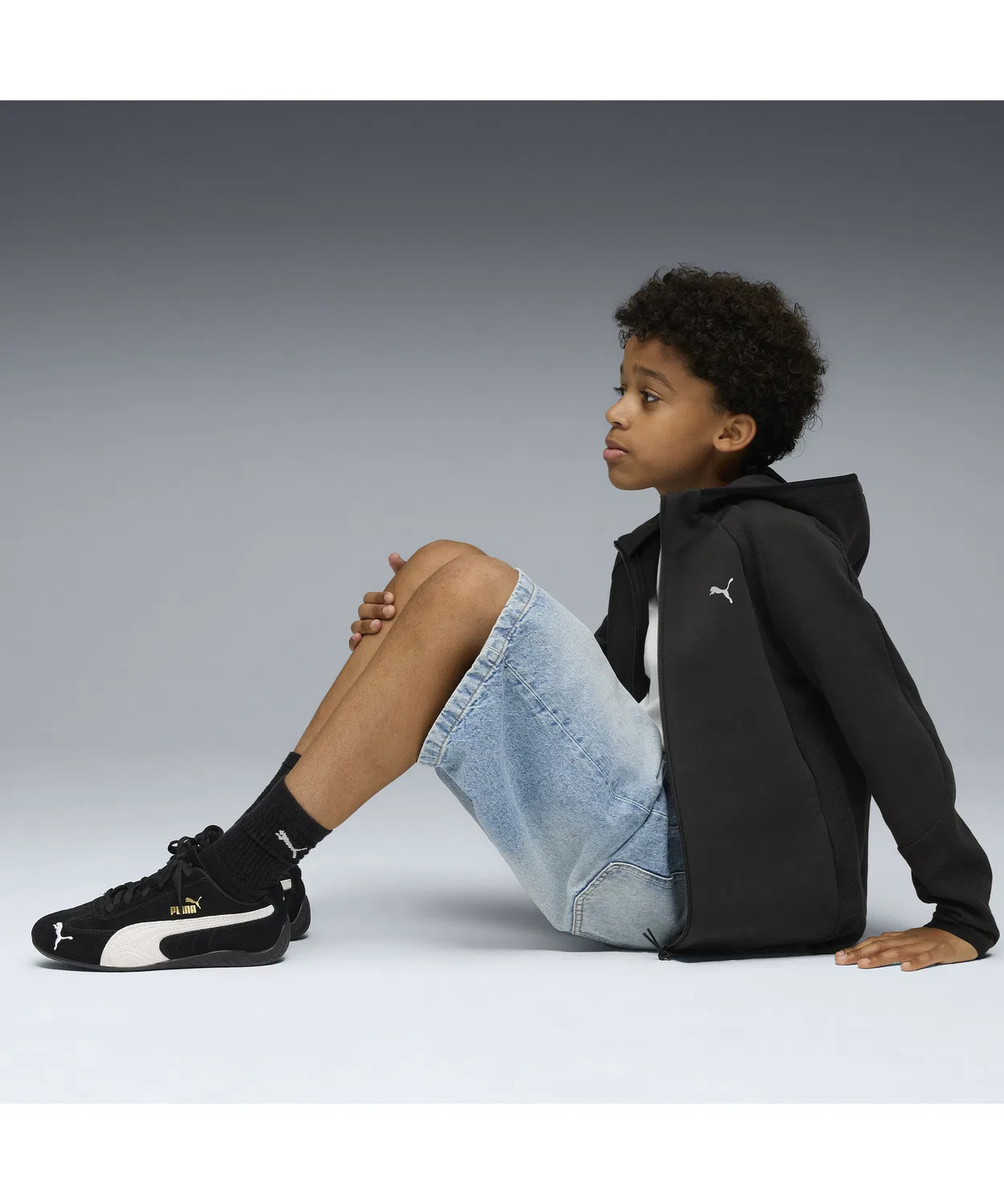 Худи PUMA Evostripe с полной застежкой-молнией для мальчиков, 120-160 см, черный — фото 4
