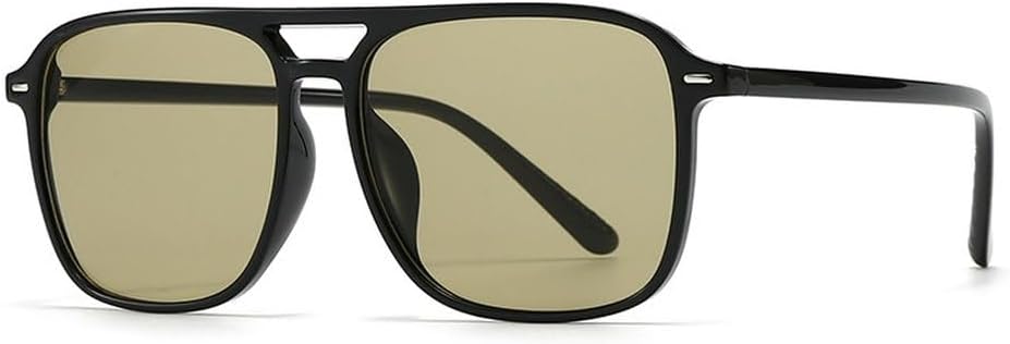 

Модные женские солнцезащитные очки с двойной перемычкой, квадратной формы, защита от УФ-излучения UV400, ретро-стиль, заклепки. Мужские солнцезащитные очки желто-зеленого цвета SKFGNX, Black Olive Green