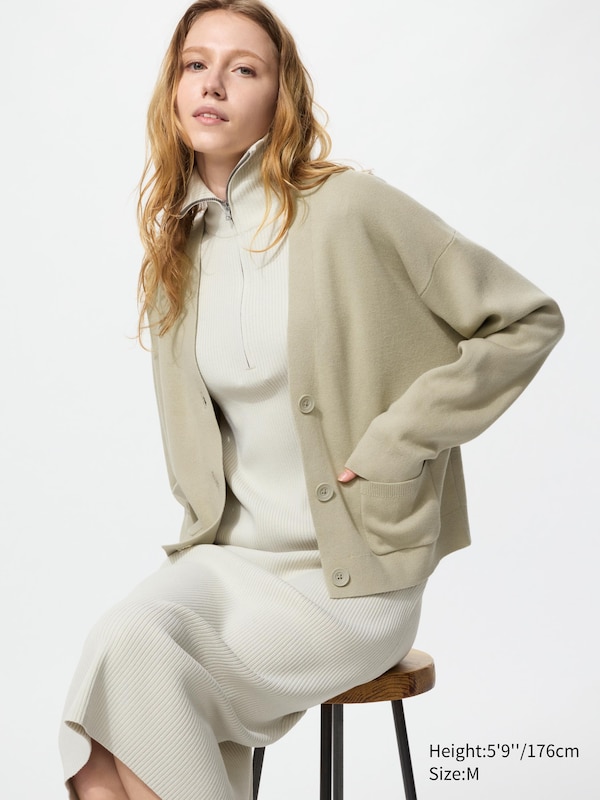 

Хлопковый кардиган с V-вырезом Uniqlo, 52 green