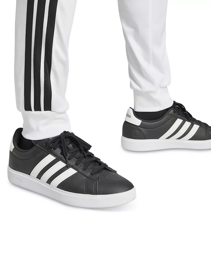 Мужские классические сужающиеся спортивные брюки в полоску adidas, белый — фото 4