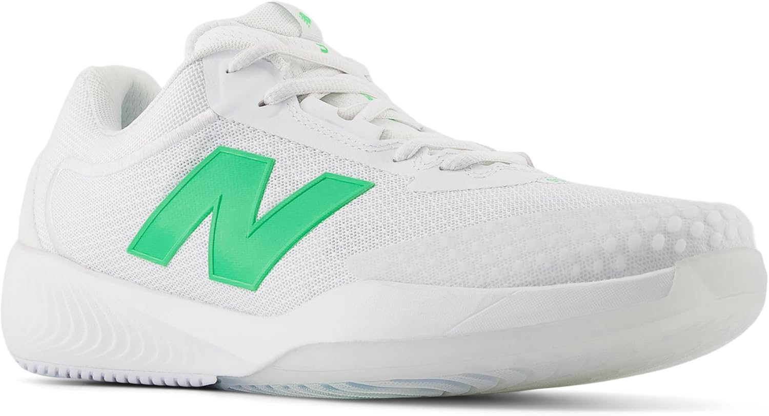 Мужские теннисные кроссовки New Balance FuelCell 996 V6 для жесткого корта, белый/зеленый — фото 3