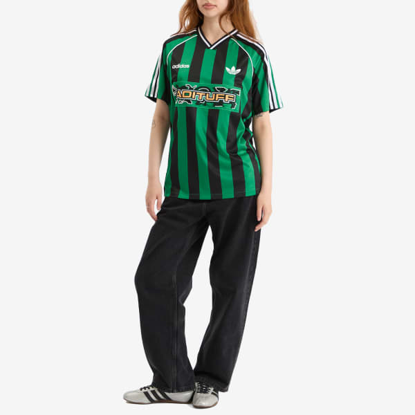 Полосатая футболка Adidas, зеленый/черный — фото 4