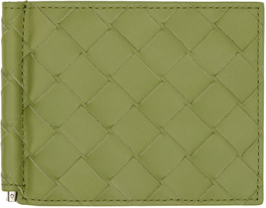 

Зеленый кошелек с зажимом для купюр Intrecciato Bottega Veneta