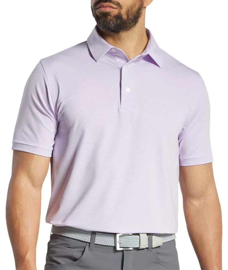 

Мужская рубашка-поло для гольфа в полоску FootJoy Lisle, цвет Lavender/White