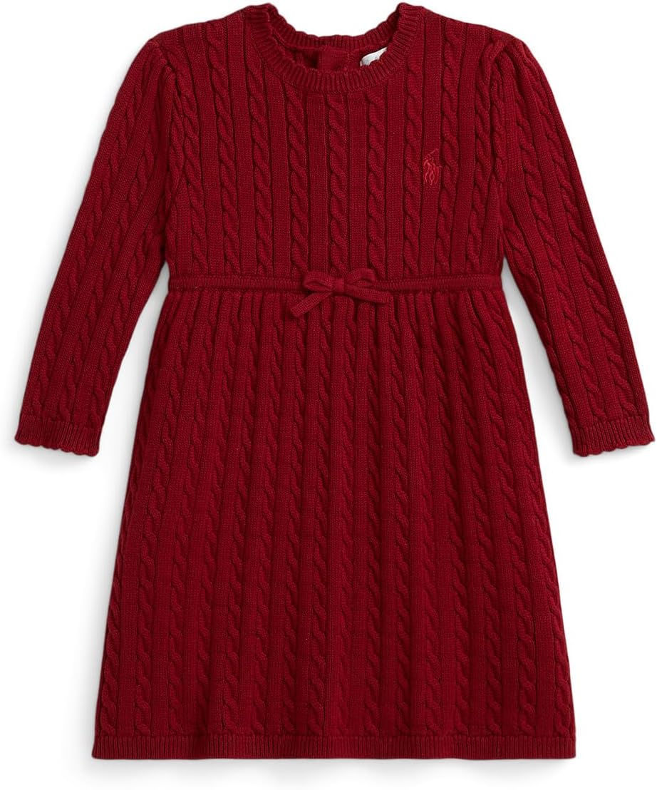 

Платье-свитер и шаровары из хлопка с косами Polo Ralph Lauren Kids, Holiday Red