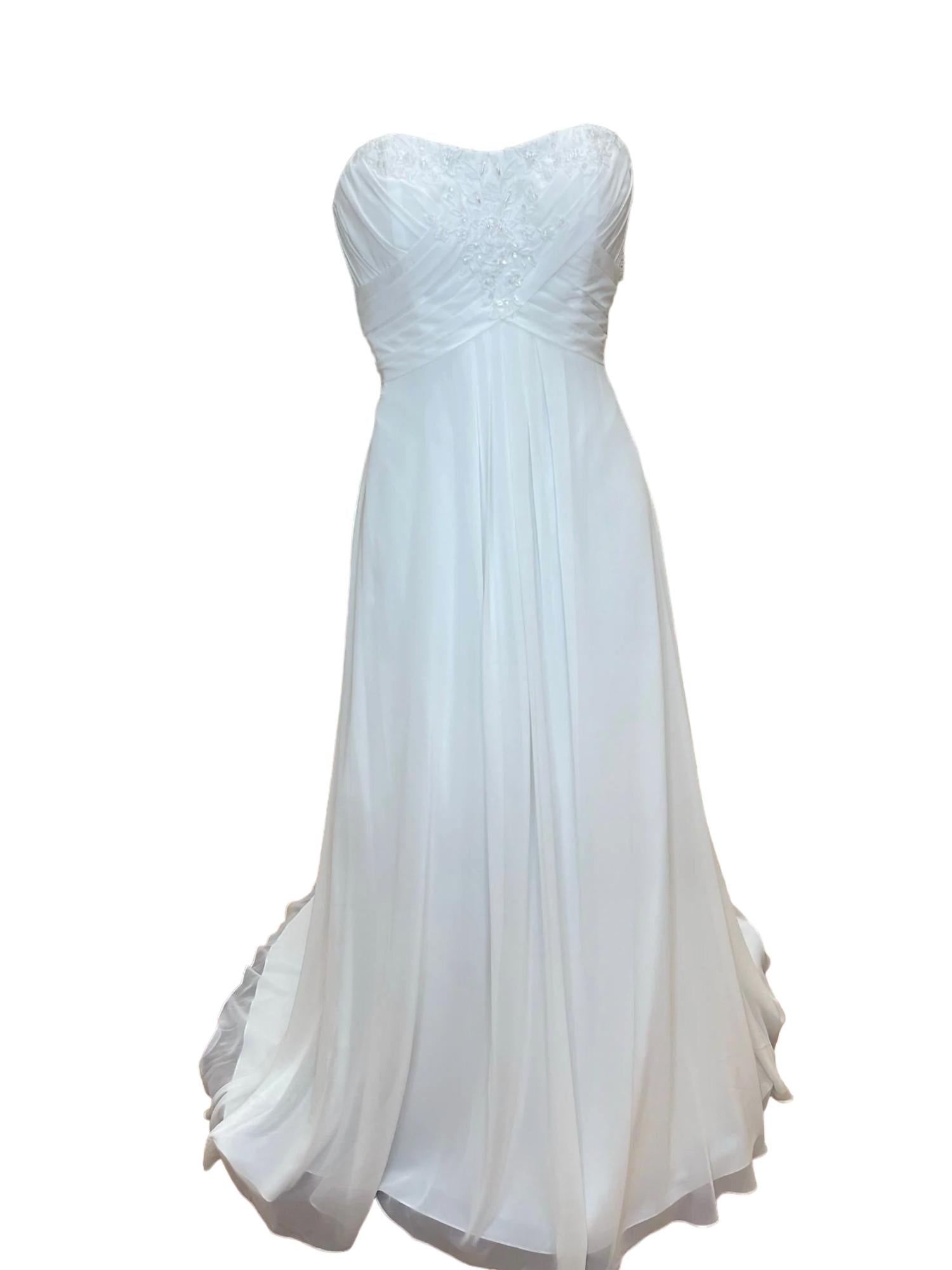 

Свадебное платье без бретелек с бисером в белом цвете Mary's Bridal