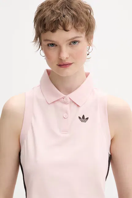 Топ с воротником Adidas Originals, розовый — фото 4