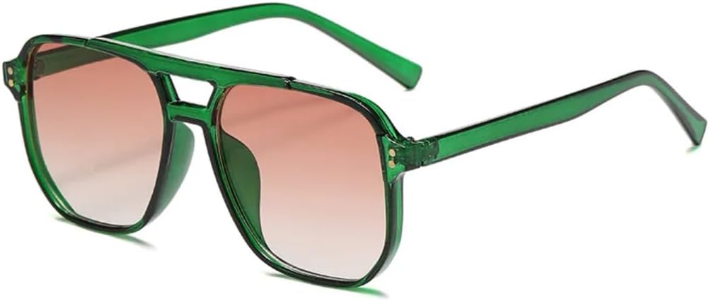 

Солнцезащитные очки с защитой UV400 | Двойные перемычки, градиентный дизайн, панк-стиль, заклепки | Для женщин и мужчин, для занятий спортом на открытом воздухе и вождения DSVIGF, Green Tea Gradient