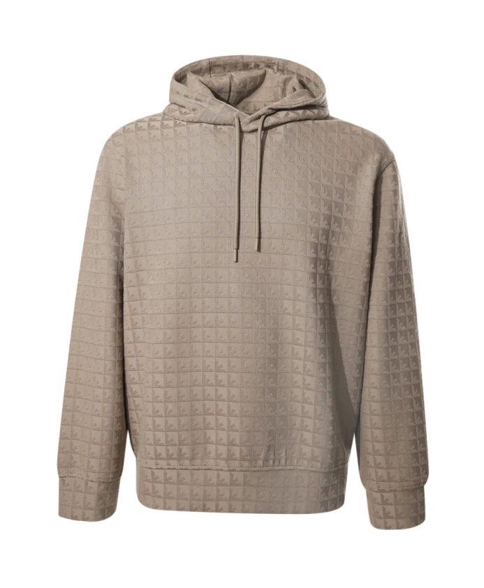 

Толстовка с капюшоном ASV из смесовой ткани лиоцелл с жаккардовым узором. Emporio Armani, коричневый