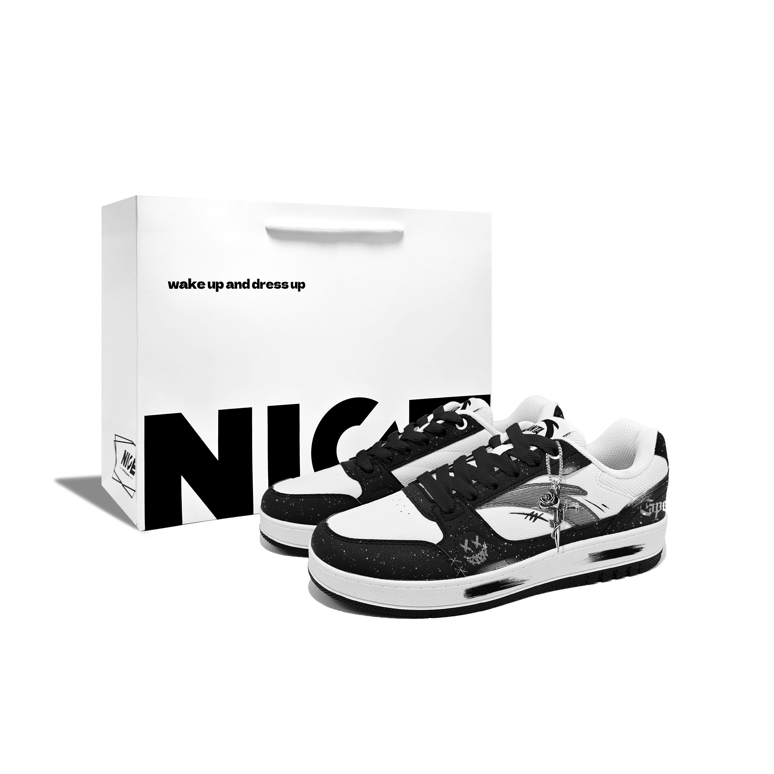 

Оригинальные 2 амортизация, износостойкие низкие кроссовки для скейтбординга унисекс white ANTA, черный