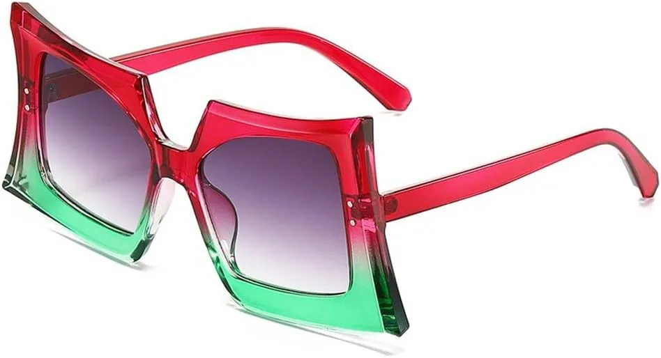 

Модные солнцезащитные очки необычной формы для женщин и мужчин, ретро-дизайн, стиль хип-хоп, для активного отдыха, путешествий и вечеринок GHVWYX, Red Gradient Gray