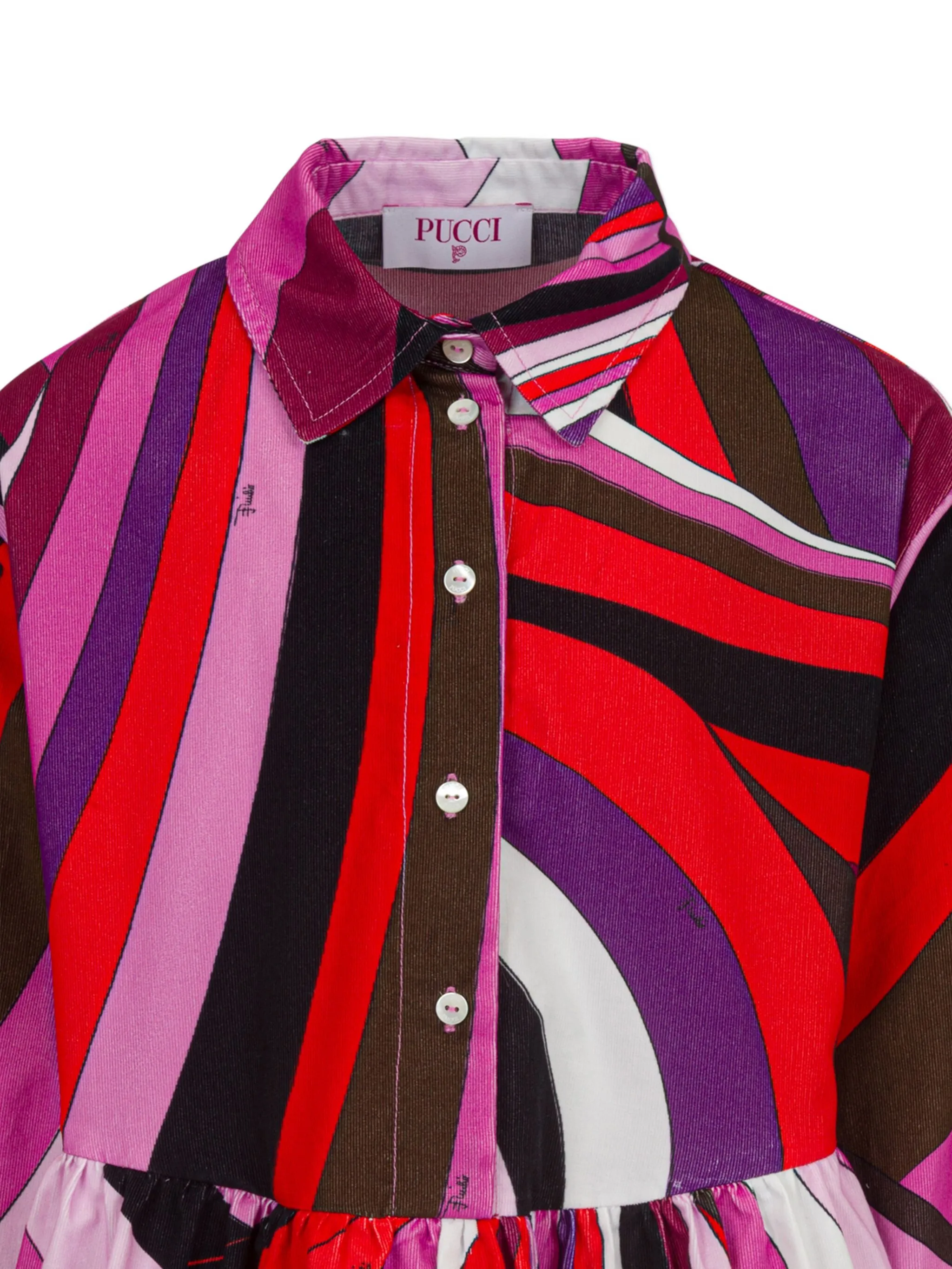 

Платье с рисунком на пуговицах Pucci Junior, розовый