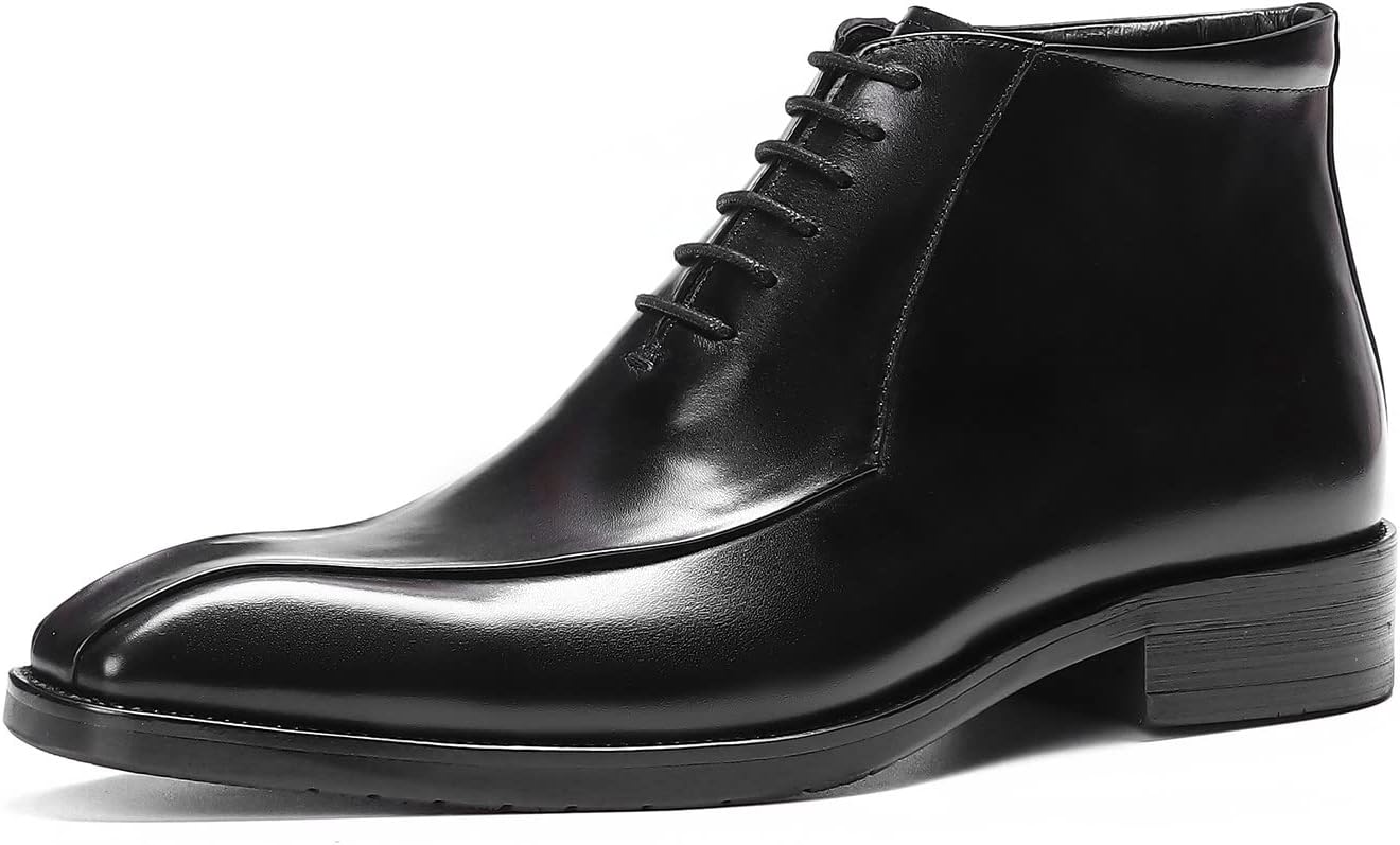 

Мужские ботинки Santimon Oxfords, формальные, из натуральной кожи, с гладким носком, на щиколотке, мужская мода, деловой стиль, повседневная одежда, на свадьбу, выпускной, под смокинг, комфортные западные ботинки на шнуровке, черный