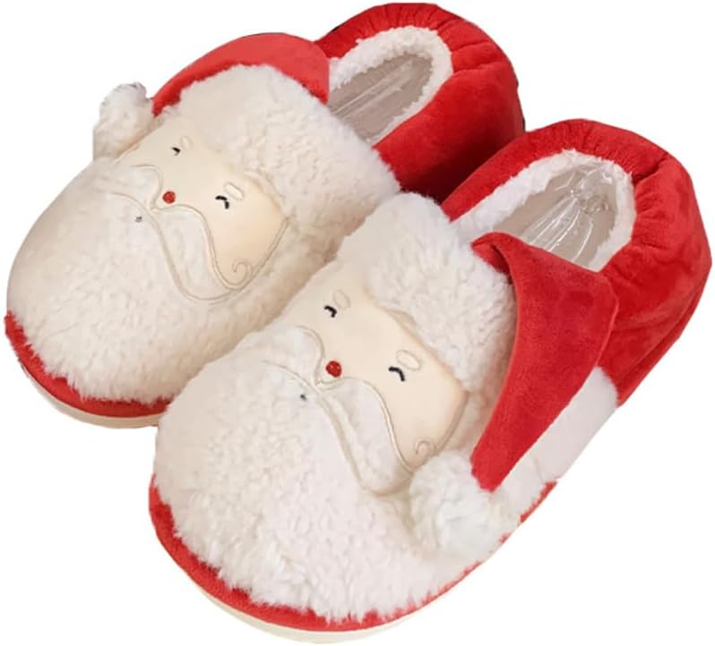 

Рождественские тапочки для женщин и мужчин, милые мультяшные Санта-Клаус и олени, тапочки с памятью формы, уютные плюшевые теплые тапочки без застежки для дома, для улицы, рождественские подарки V Opxin, Santa Claus(wrap Heel)