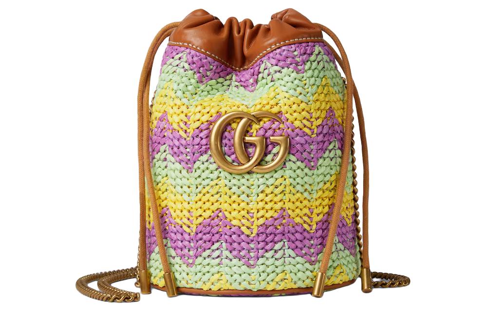 

GUCCI Сумка GG Marmont из рафии и вискозы через плечо мини женская разноцветная
