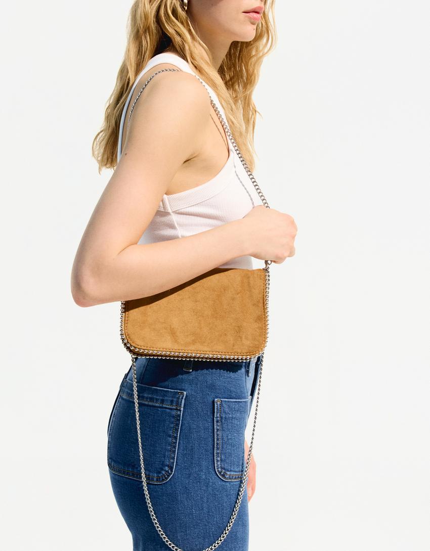 

Сумка из искусственной замши Bershka, коричневый
