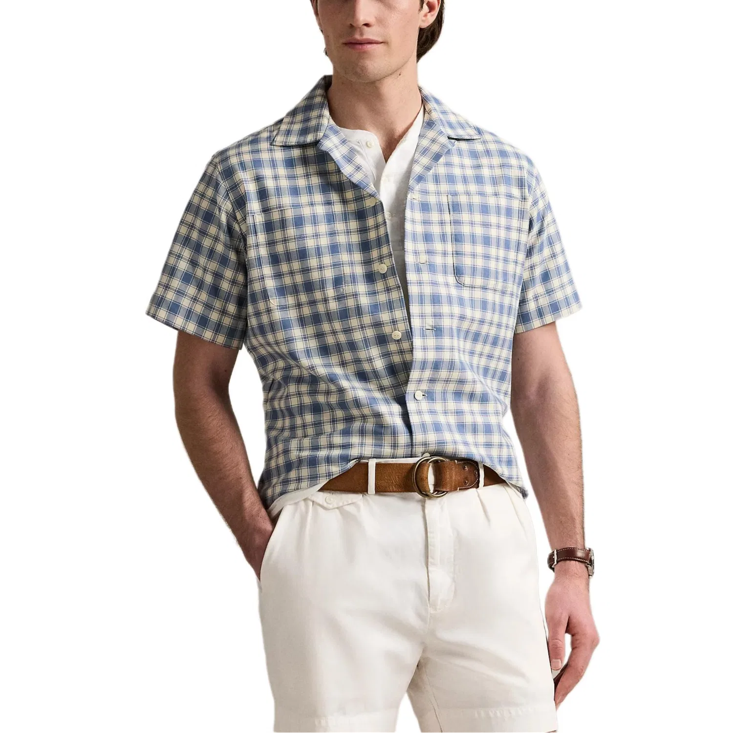 Рубашка классическая мужская Polo Ralph Lauren Cream Blue — фото 4