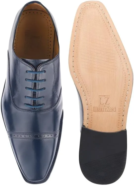 

Мужские оксфорды LIBERTYZENO с шнуровкой и рисунком на подошве из натуральной кожи, для Рождества, темно-синий