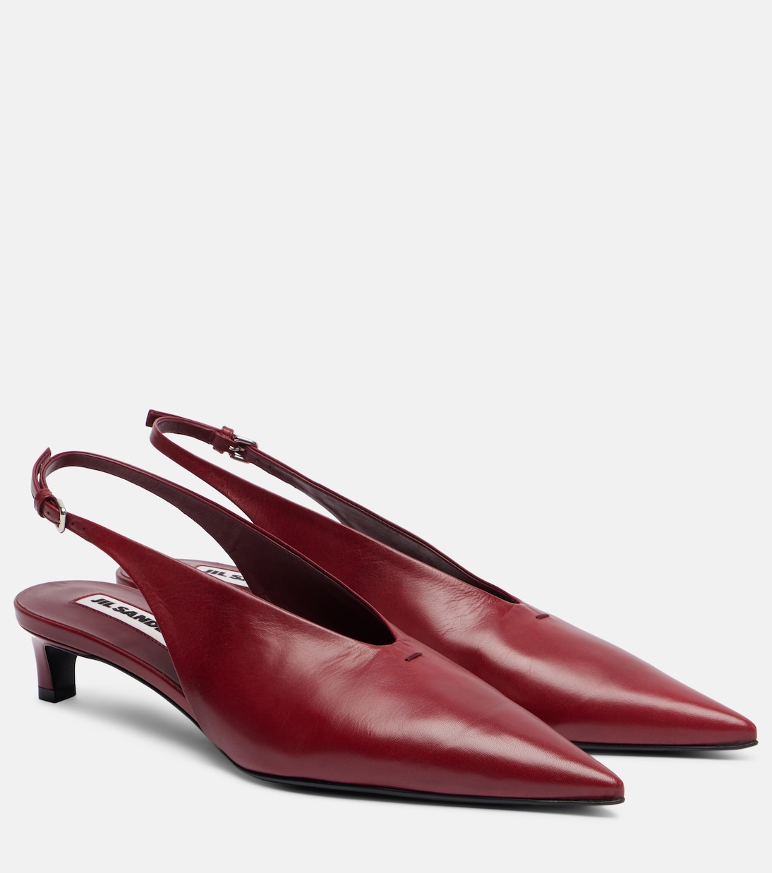 Туфли-лодочки из кожи с острым носком и пяткой Jil Sander, Cedar Red