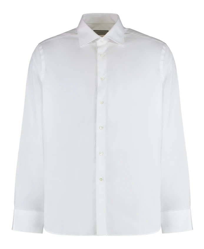 

Хлопковая рубашка с закругленным низом, 100% хлопок. Canali, белый