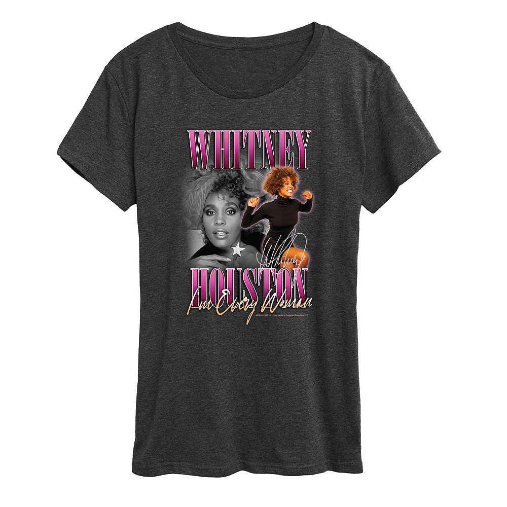 

Женская футболка с рисунком Whitney Houston Every Woman Licensed Character, цвет Heather Charcoal