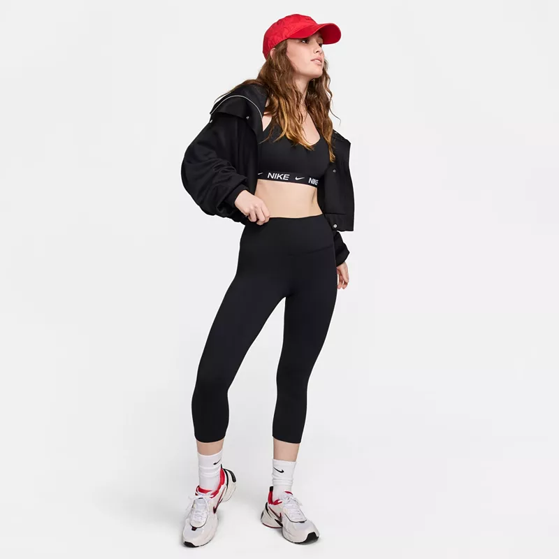 Женские укороченные леггинсы с высокой талией Nike One, черный — фото 2
