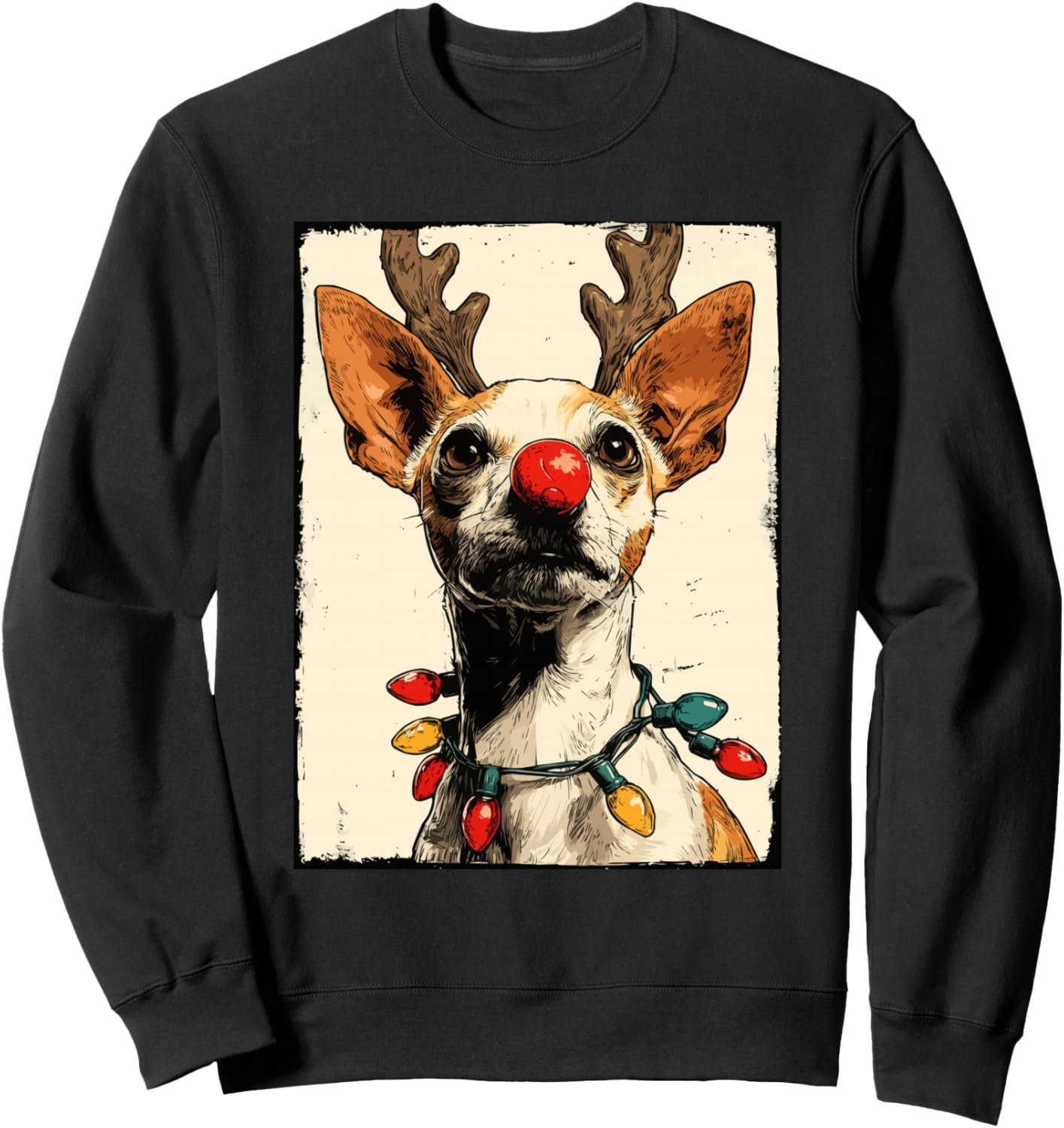 

Забавная рождественская толстовка с изображением чихуахуа и праздничных огней Festive Holiday Animal Art Gifts, черный