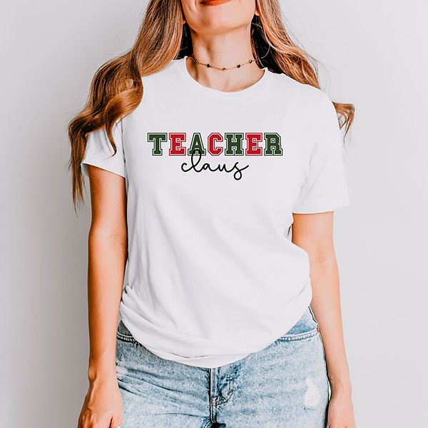 

Футболка с коротким рукавом Teacher Claus Bold Simply Sage Market, White