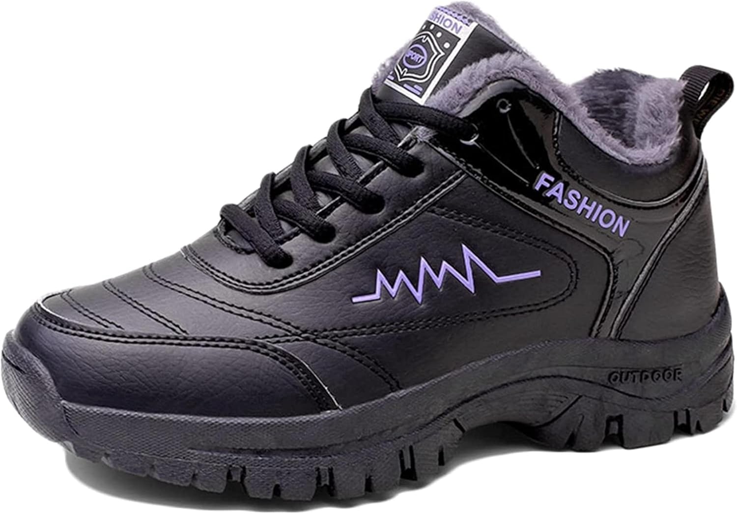 

Мужские зимние теплые повседневные кроссовки Yiozoi с плюшевой подкладкой, низкие спортивные с ремешком для улицы, фиолетовый