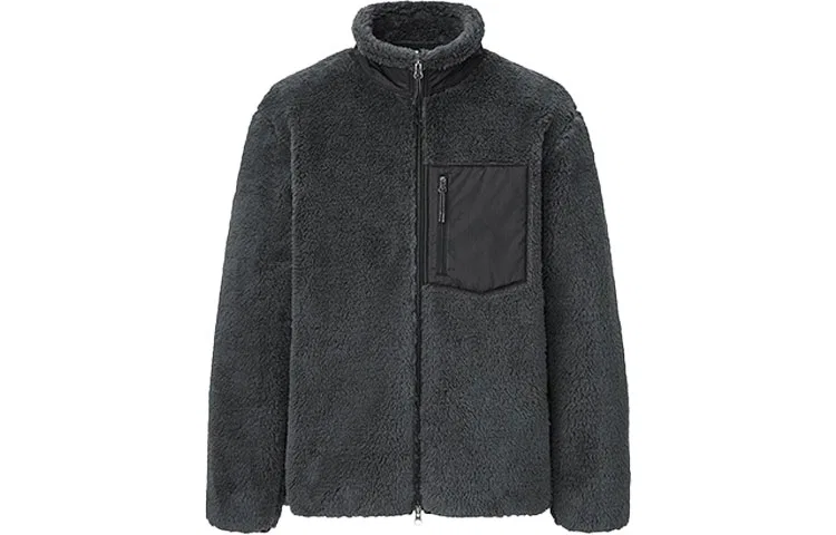 Куртка вельветовая мужская темно-серая со стоячим воротником UNIQLO, Dark Gray