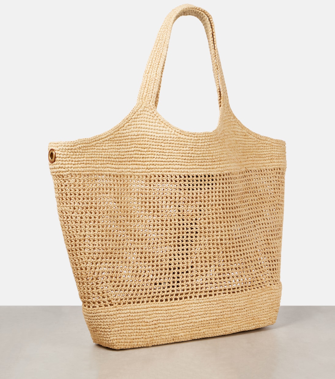 Сумка-тоут Icare Maxi из рафии Saint Laurent, Naturel + Brown Gold — фото 4