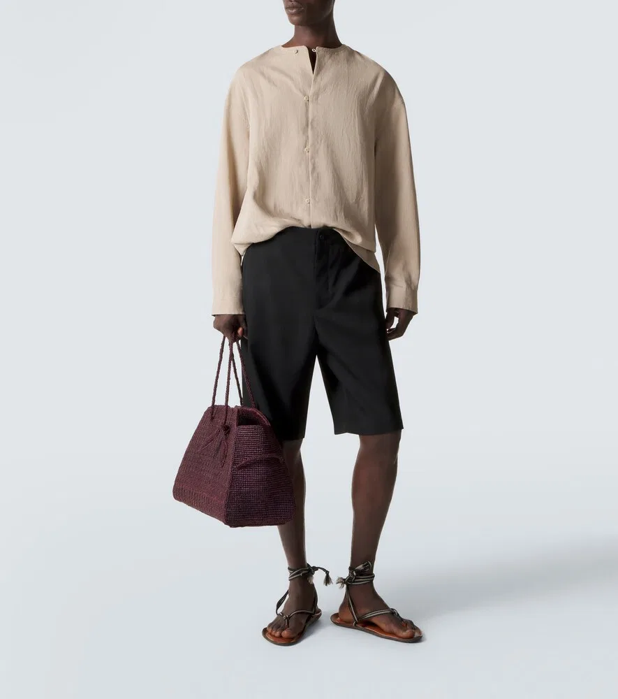 Рубашка Pastro с узором «елочка» из смесового льна Jacquemus, бежевый — фото 2