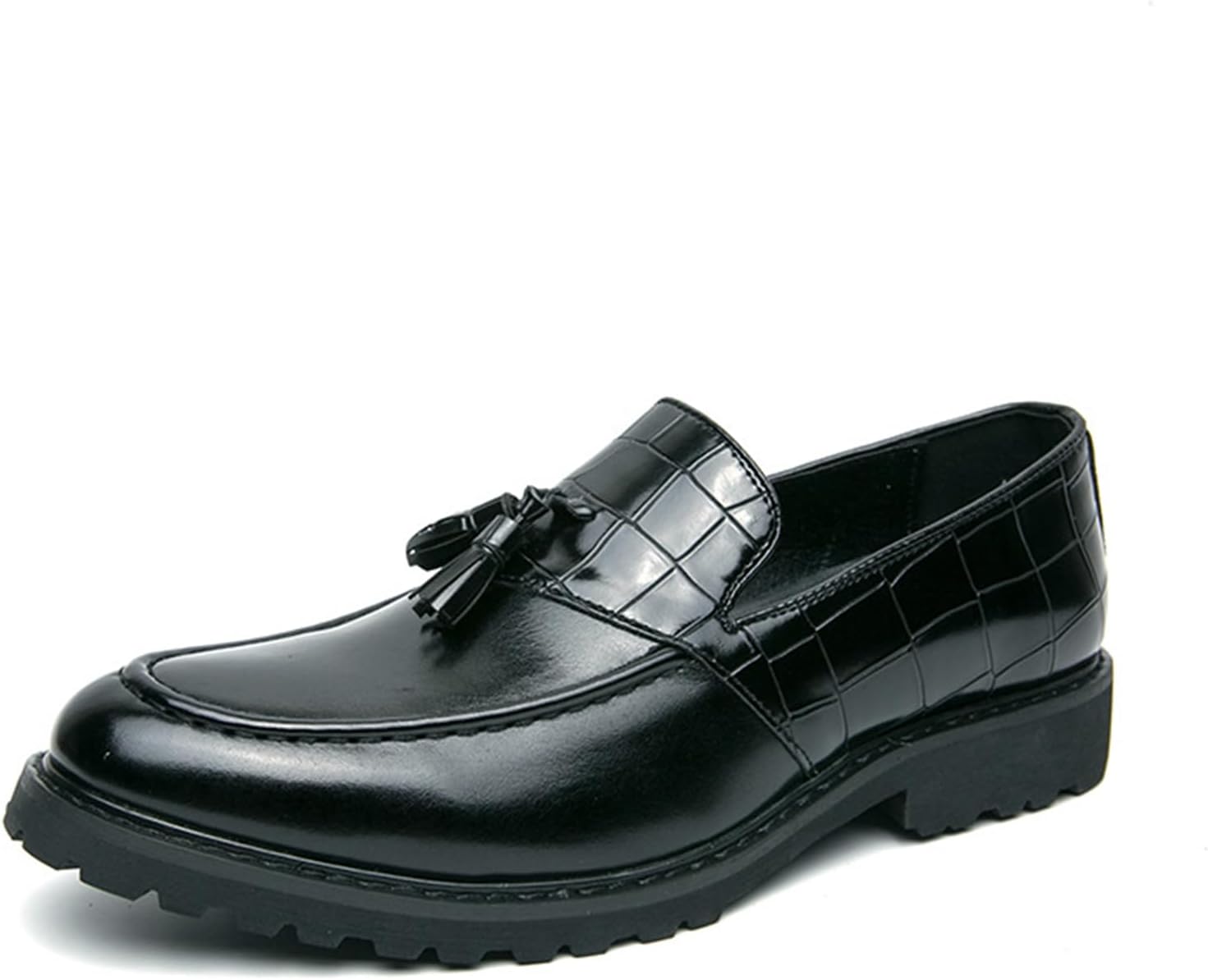 

Мужские лоферы из кожи с кисточками, низкий каблук, удобные, с круглым носком, рифленой подошвой, без шнурков, повседневные, для офиса и бизнеса, нескользящие, классические туфли Botrent, черный