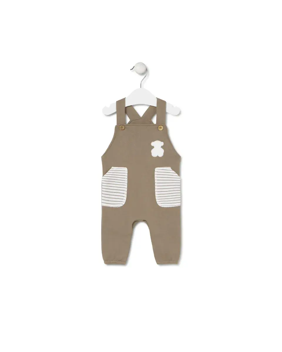 

Детский слюнявчик из гладкого и полосатого хлопка Tous, бежевый