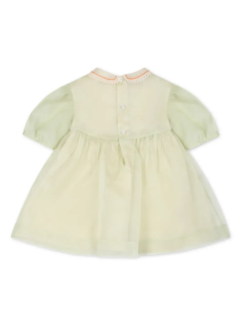 Платье из шелковой органзы с цветочной вышивкой Gucci Kids, зеленый — фото 2