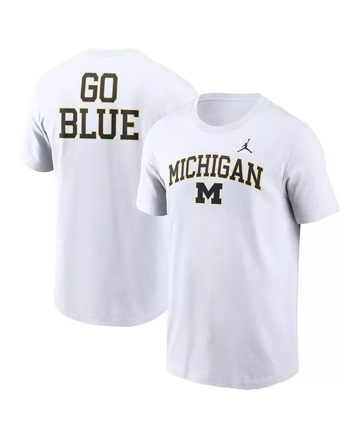 

Мужская белая футболка Michigan Wolverines Blitz 2-Hit Jordan