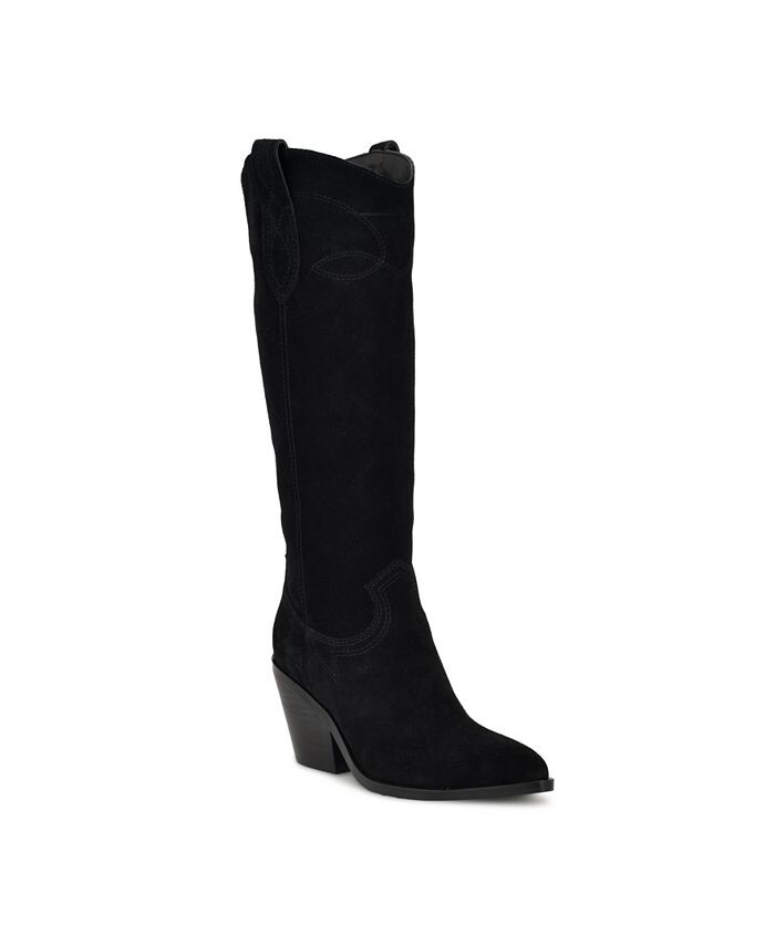 Женские ковбойские сапоги на массивном каблуке Nine West, черный