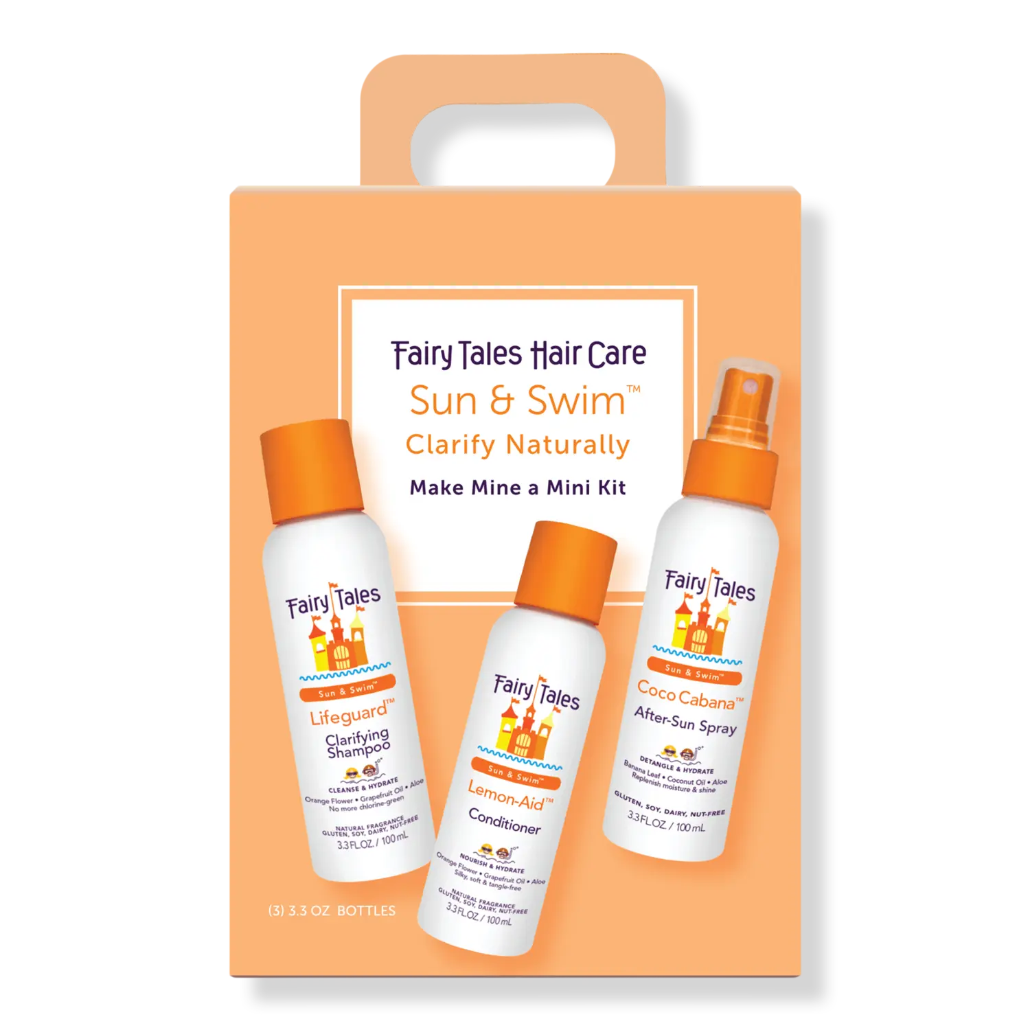 

Дорожный набор Sun & Swim, включающий шампунь, кондиционер и спрей. Fairy Tales