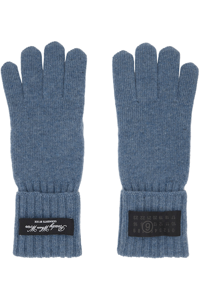 

Mm6 Maison Margiela Синие вязаные перчатки из шерстяной смеси