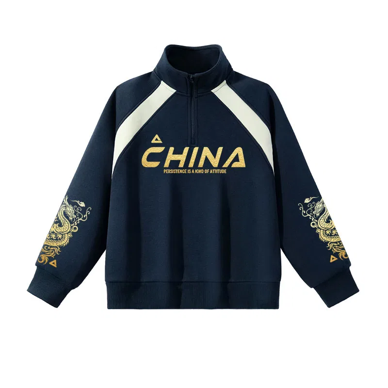 Свитшот детский с принтом дракона PEAK Navy Blue — фото 4