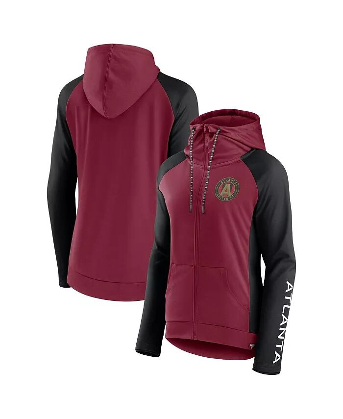 

Женская толстовка с капюшоном Atlanta United FC Iconic Raglan Full-Zip, красно-черная Fanatics