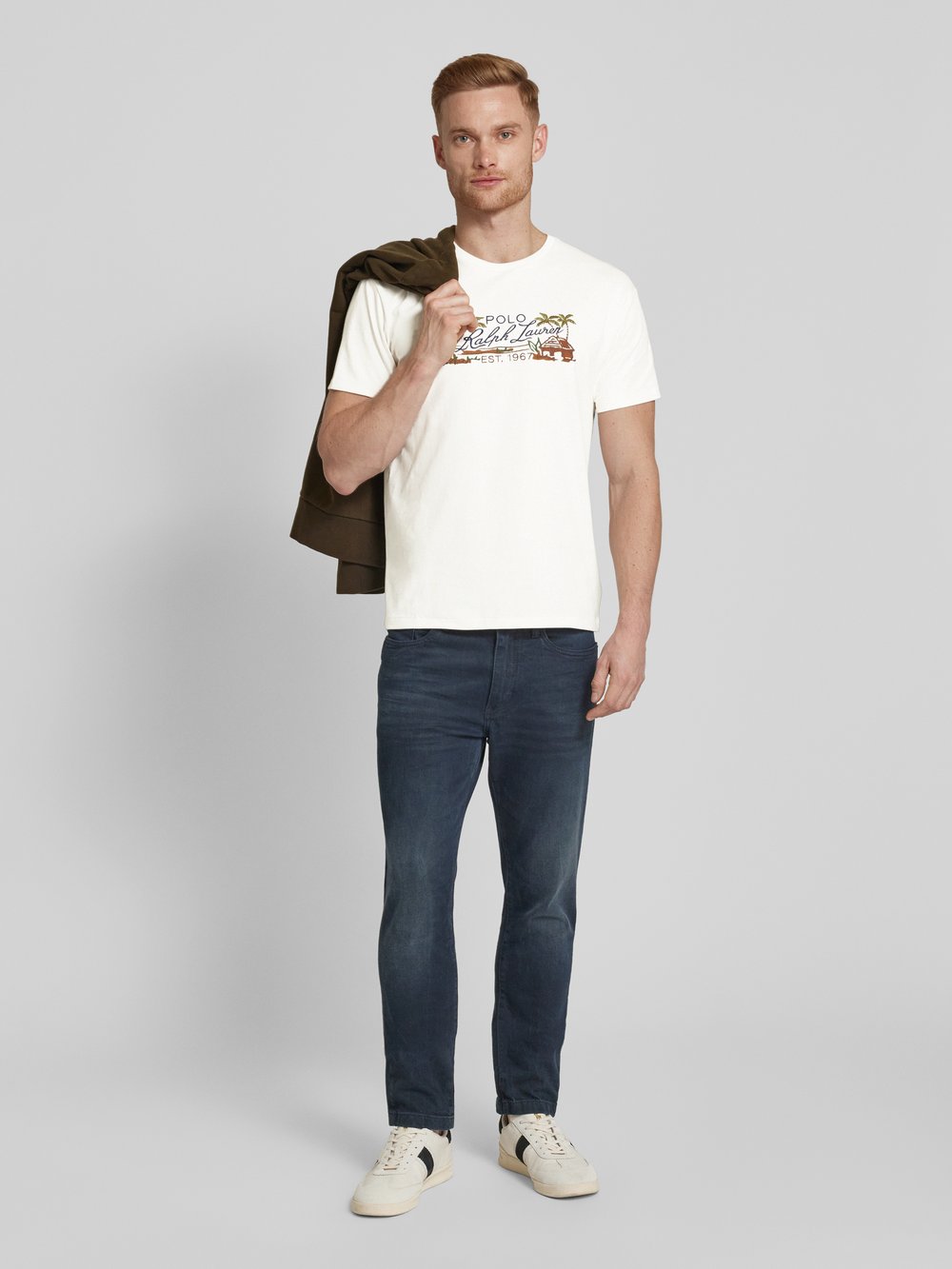 

Футболка с вышитой этикеткой Polo Ralph Lauren, кремовый