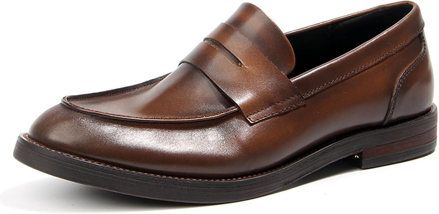 

Мужские лоферы WinDhana - настоящие кожаные лоферы с отделением для монеты, Классические слипоны для делового и повседневного ношения 1107-16, коричневый