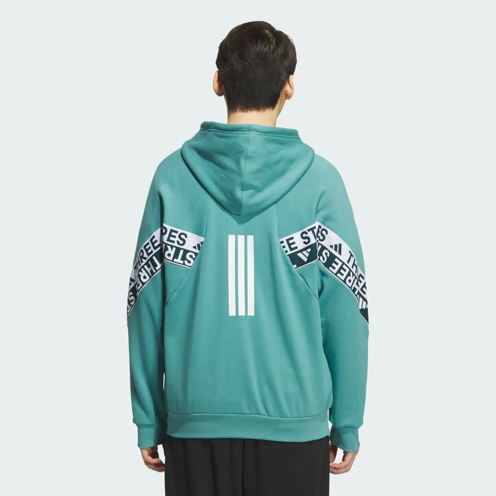 Официальная толстовка Adidas Wording Pack свободного кроя из плотной французской махровой ткани на молнии, цвет Blue — фото 3