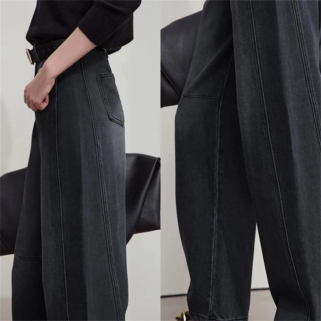 Джинсы свободные, Women Wide Leg Loose Jeans, Denim Gray9 — фото 4
