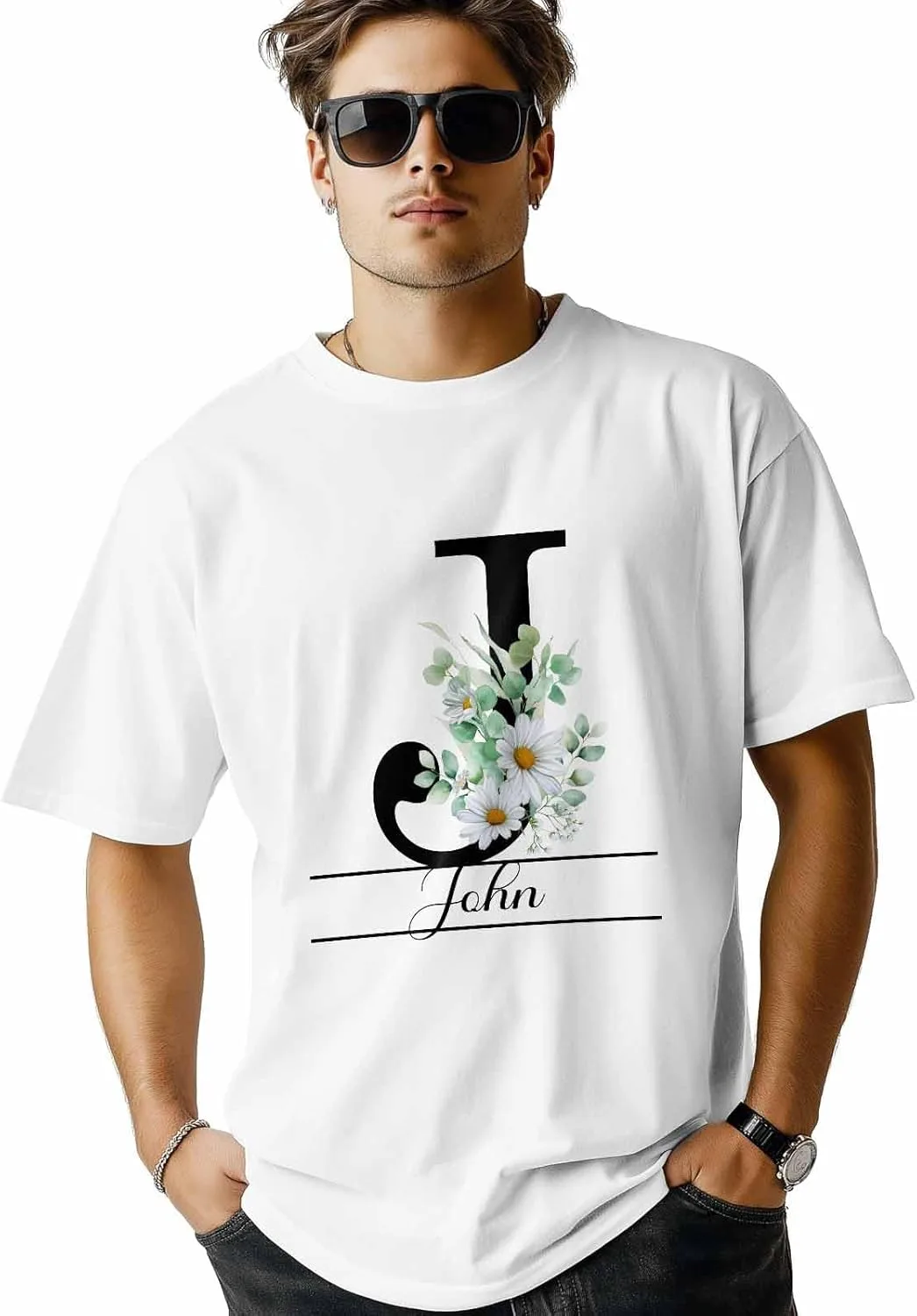 

Мужская футболка с коротким рукавом и принтом Letter Custom J NuYeBiofx