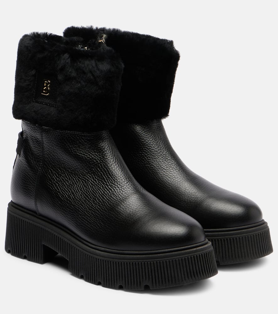 Туринские кожаные ботинки щиколотки с овчиной Bogner, Black