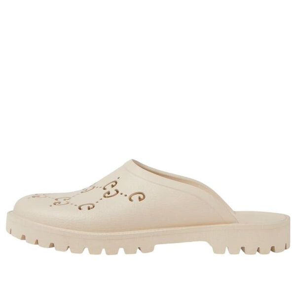 

Тапочки slip on sandal 'cut out monogram - mystic white' Gucci, белый